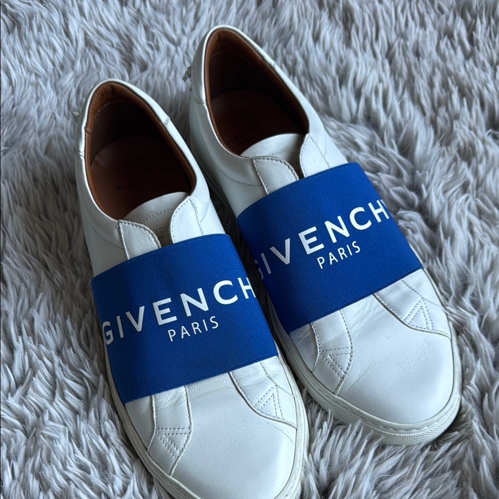 Givenchy White and Blue Leather Sneakers
